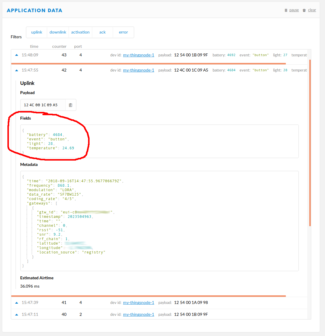 ThingsNode traffic, decoded